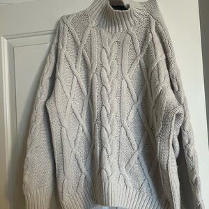 Express Women's Cream Cable Knit Turtleneck Sweater